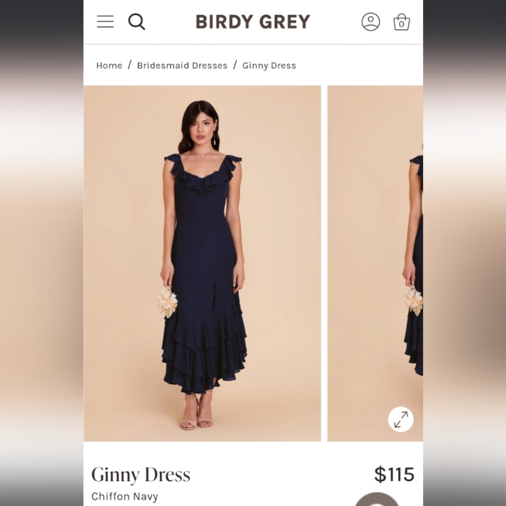 Birdy Grey Chiffon Navy Maxi Dress